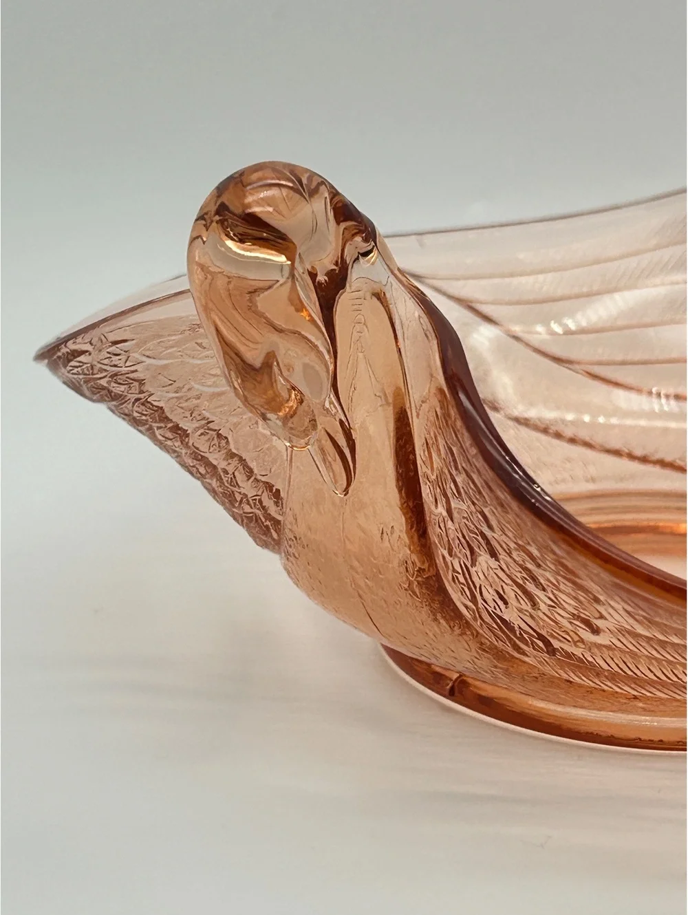 Pink Depression Glass Double Head Swan Candy Dish